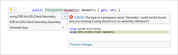 IntelliSense suggestions for a missing assembly