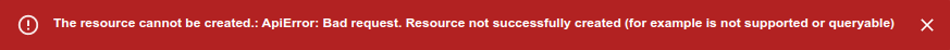resource creation error