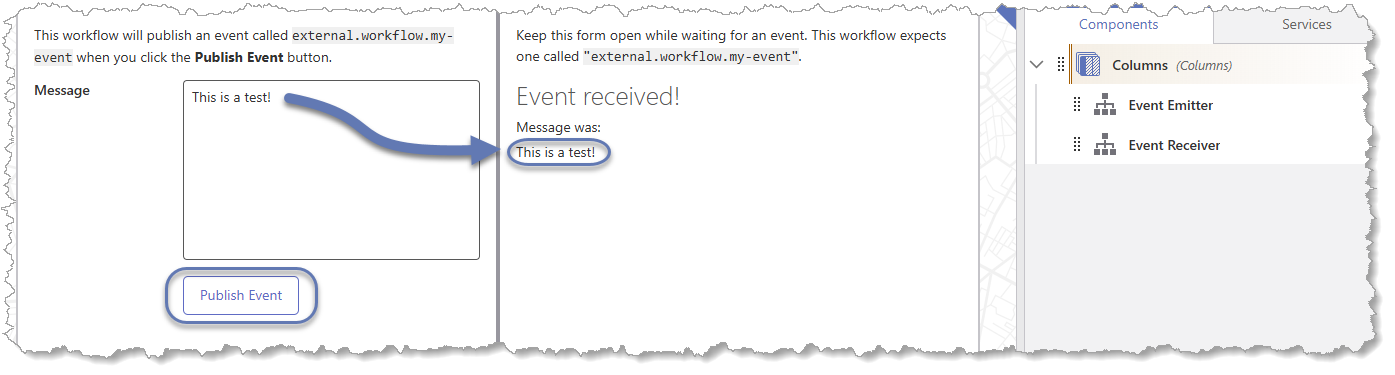 Example-publish-receive-event